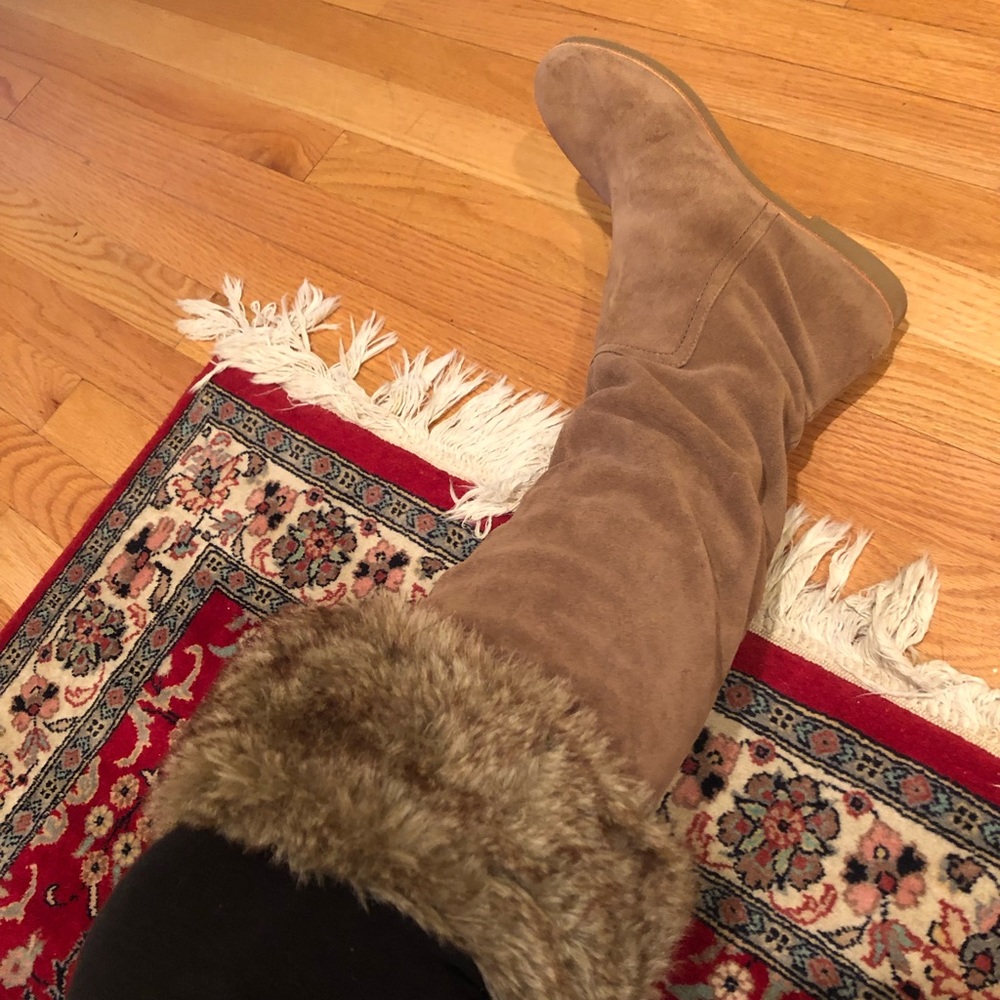 Sam Edelman knee high suede boots with fur